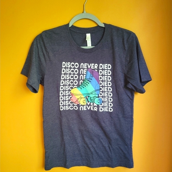 🌈Disco Never Died retro tee sz men's S - Picture 1 of 3